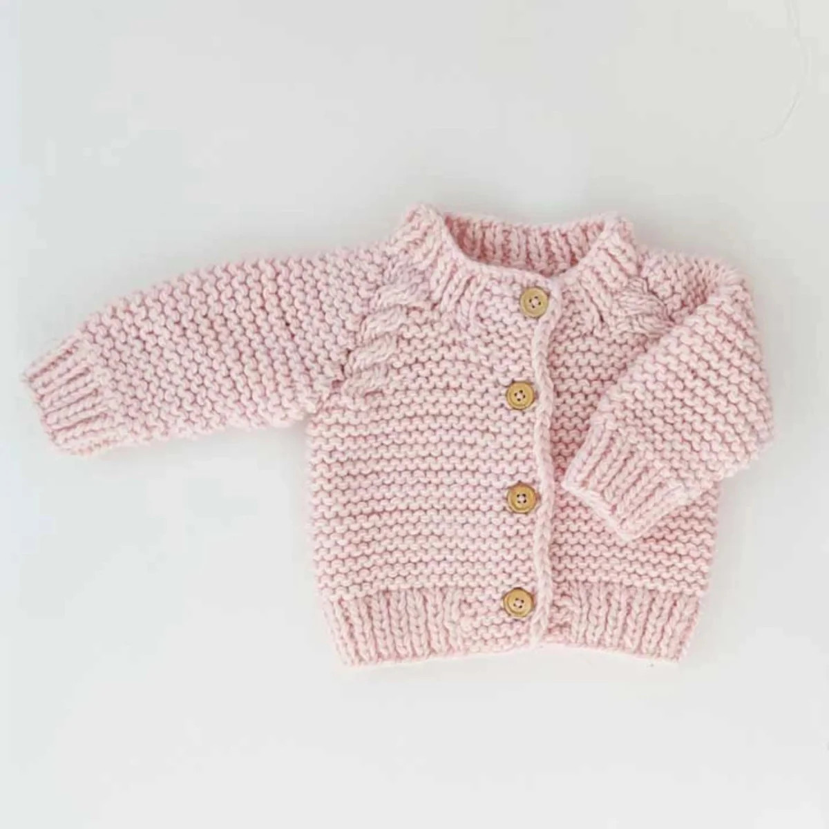 Garter Stitch Cardigan Sweater, Blush Pink | SpearmintLOVE