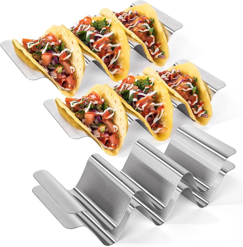 18/8 Stainless Steel Taco Holders: U-Taste Soft Hard Taco Shell Rack Oven Safe Metal Corn Tortill... | Amazon (US)
