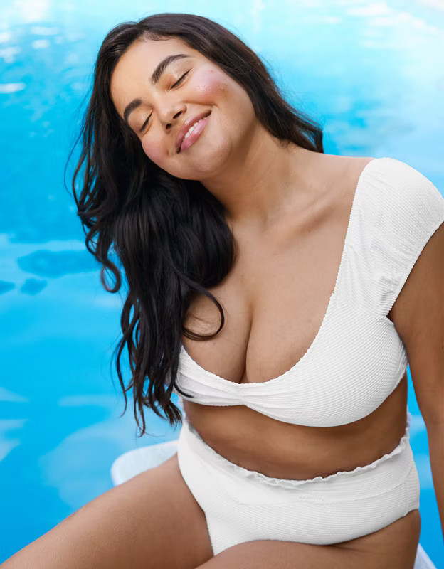 Aerie Textured Puff Sleeve Bikini Top | American Eagle Outfitters (US & CA)