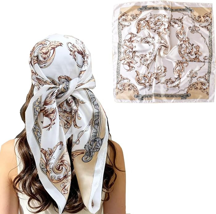 Hjiaruiky 35" Head Scarf Satin Silk Like Hair Scarf for Women Bandana Wraps | Amazon (US)