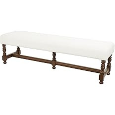 Deco 79 Fabric Home Bench Entryway Bench with Brown Traditional Wood Turned Legs, Bedroom Bench 5... | Amazon (US)