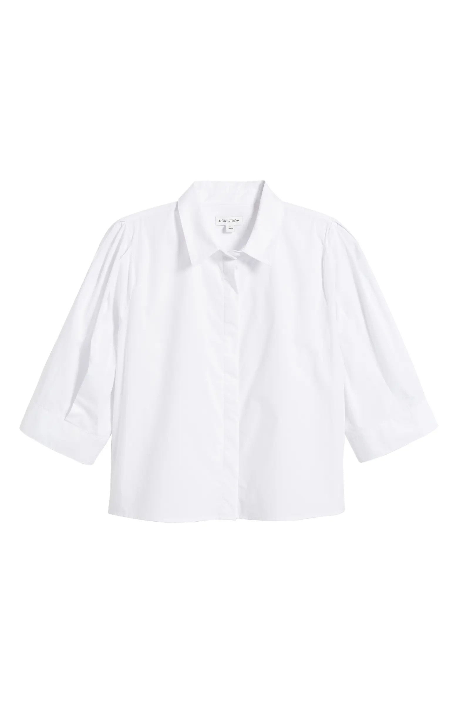 Nordstrom Crop Puff Sleeve Cotton Button-Up Shirt | Nordstrom | Nordstrom