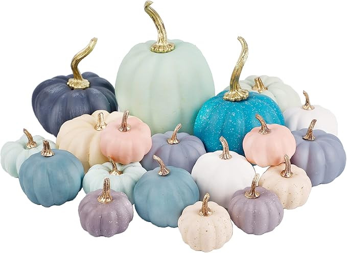winemana Artificial Pumpkin 19 Pcs Fake Foam Pumpkins 8 Sizes 12 Colors Thanksgiving Decorations ... | Amazon (US)