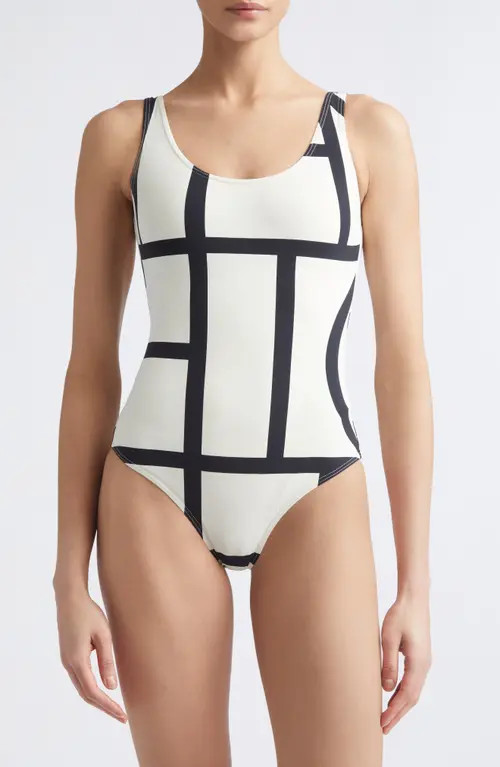 TOTEME Logo One-Piece Swimsuit in Tofu at Nordstrom, Size Medium | Nordstrom