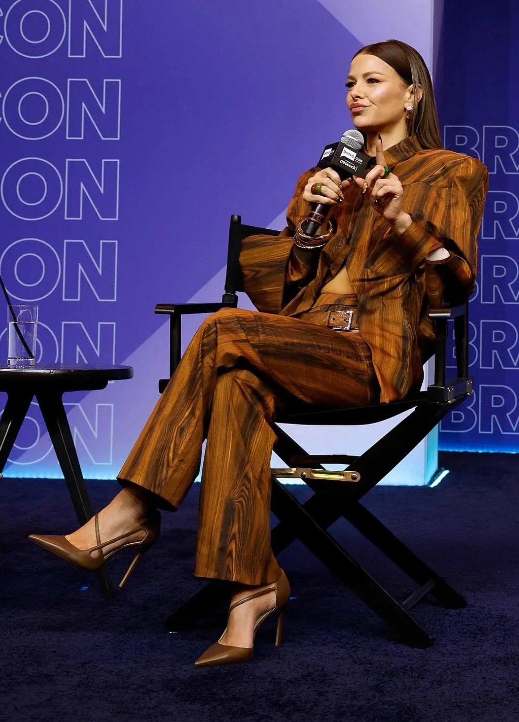 ariana madix crisp poplin shirt that optimizes cross-functional collaboration, teaming a staid front with a swingy cape back and matching Straight Leg Pants