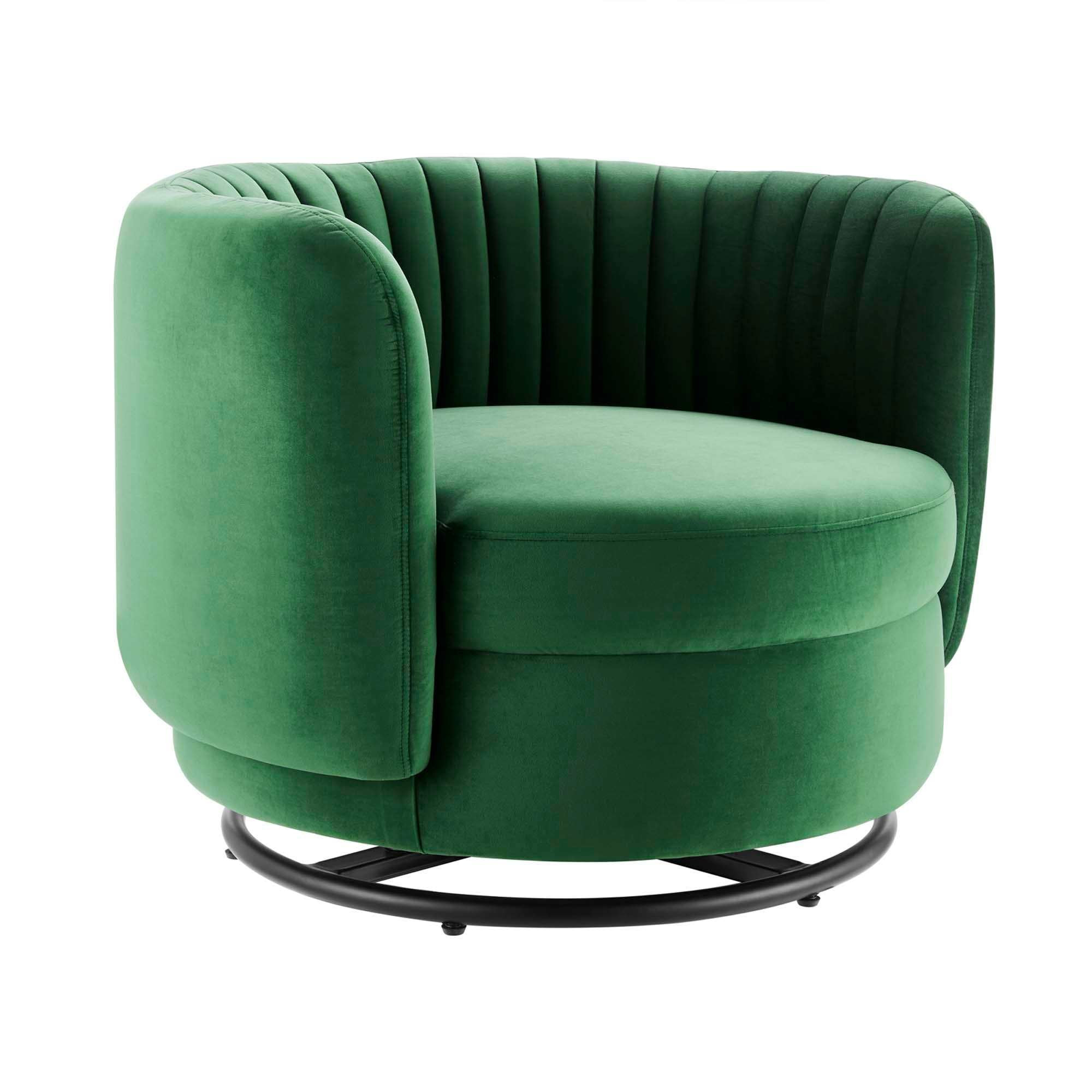 Modway Embrace Tufted Performance Velvet Swivel Chair in Black Emerald one_size in Green | EEI-4998-BLK-EME | Lowe's