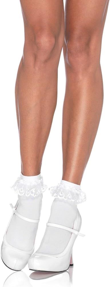 Leg Avenue Women's Lace Ruffle Nylon Anklet Socks | Amazon (US)