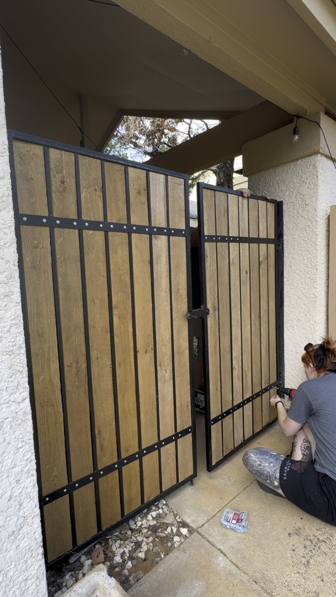Part 2 of updating my front gate to look like it belongs in front of an old castle. Not sure when DIY started meaning “do it by yourself”, but so sorry, I had help on this project so I didn’t chop my fingers off! See my Linktree & LTK for products used. 

#LTKHome