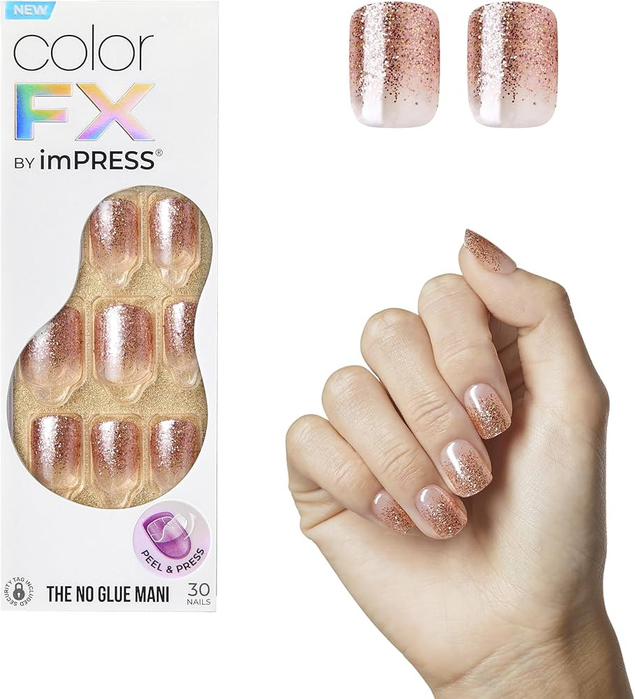 KISS imPRESS No Glue Mani Press On Nails, Color FX, 'Dimension', Light Neutral, Short Size, Squov... | Amazon (US)