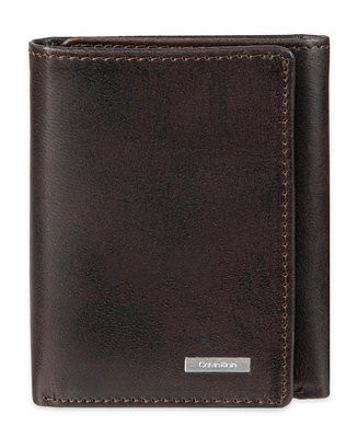 Calvin Klein Men's RFID Two Tone Arcadia Leather Trifold Wallet - Macy's | Macy's