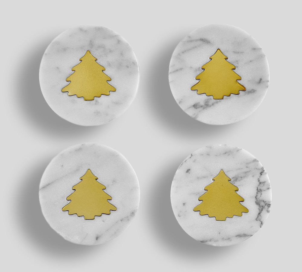 Marble Tree Inlay Coasters - Set of 4 | Pottery Barn (US)