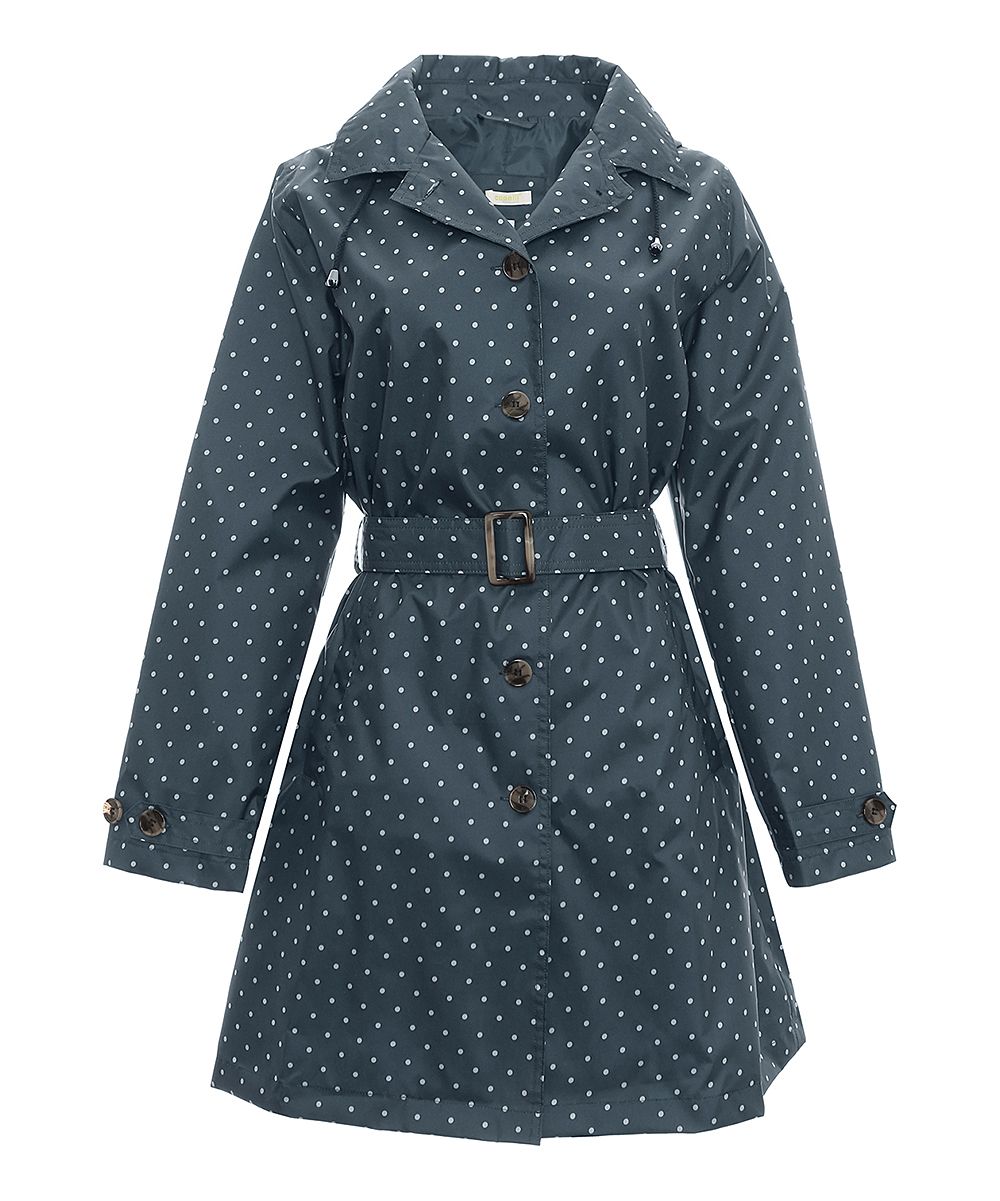 Capelli New York Women's Trench Coats Navy - Navy Hooded Rain Slicker - Juniors | Zulily