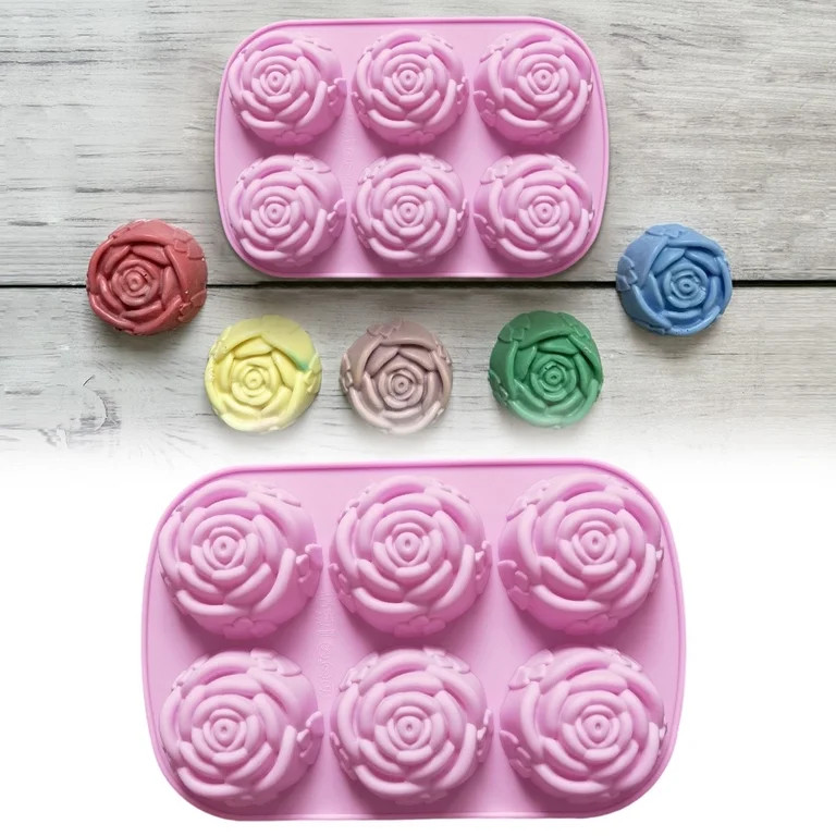 1 Pack Rose Silicone Molds 6 Cavity Large Rose Flower Mold for Chocolate, Candy, Cupcakes, Puddin... | Walmart (US)