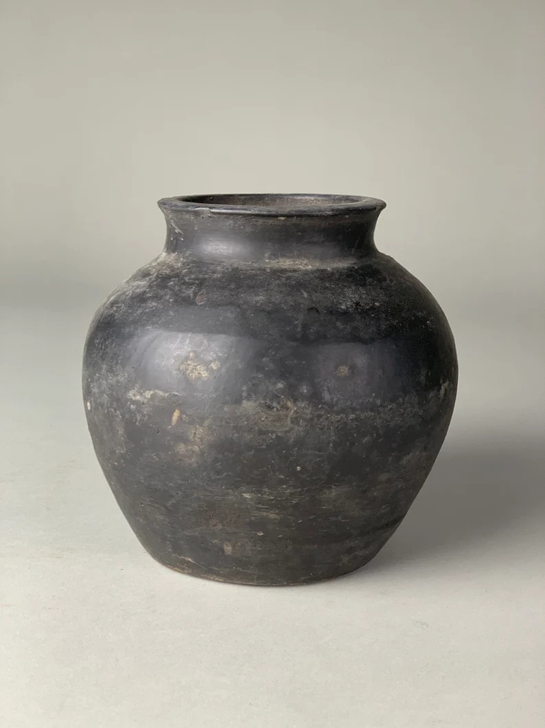 Small Vintage Black Grey Pot {B} (Free Shipping) | Etsy (US)