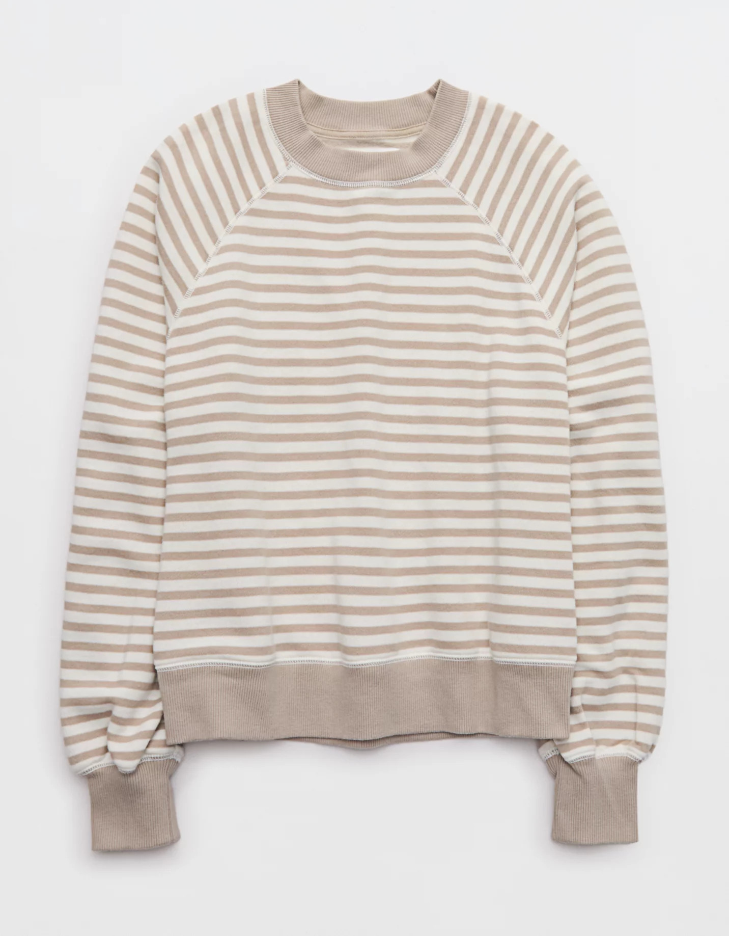 Aerie Go-To Classic Length Crew Sweatshirt Women's Stone Harbor XS | Aerie