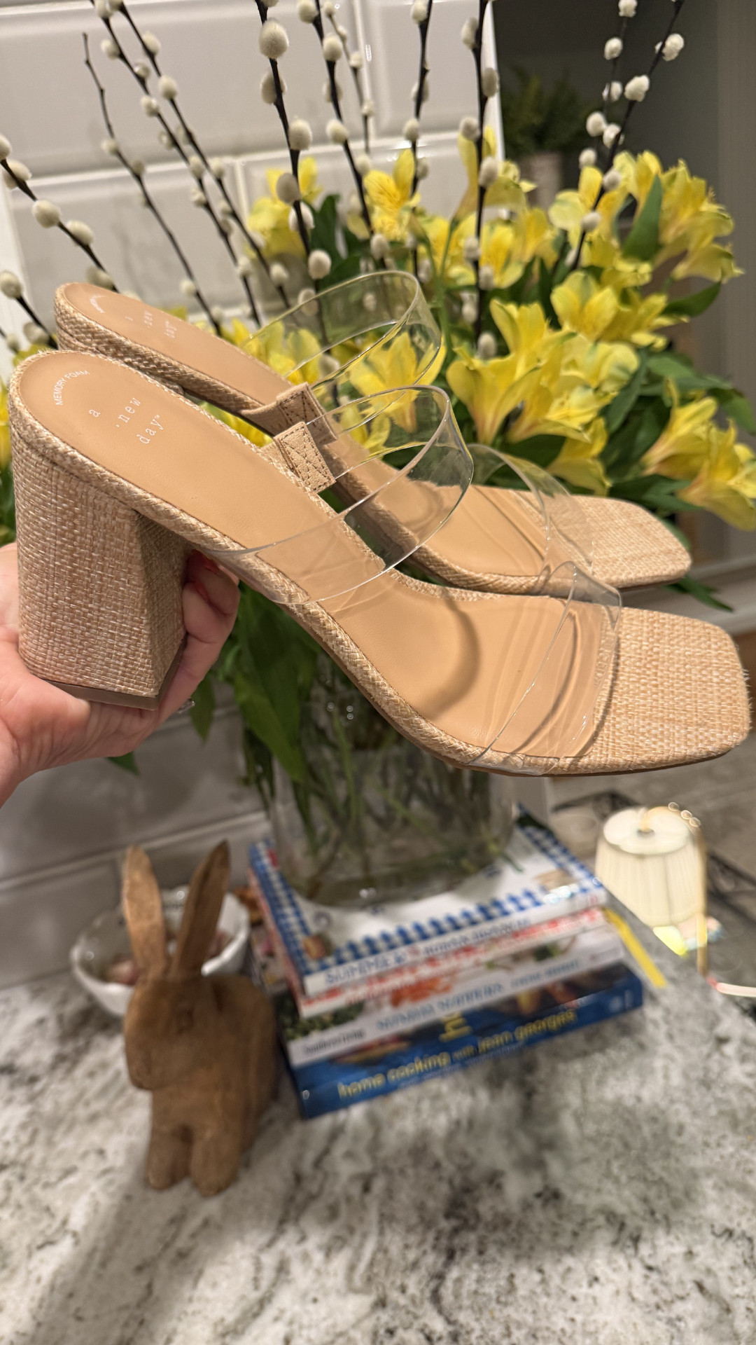 The perfect neutral heel for spring and summer 🤍 These raffia block heels with clear straps instantly elevate any outfit while still feeling easy and wearable. They give that leg-lengthening look without feeling heavy, and the block heel makes them comfortable enough to actually walk in. I’ve been pairing them with dresses, linen pieces, and even casual denim for a more polished everyday look. 🫶🏻 

 #LTKOver40