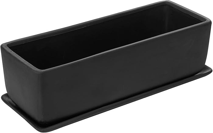 MyGift 14 Inch Ceramic Indoor Plant Pot, Rectangular Succulent Planter, Decorative Flower Planter... | Amazon (US)