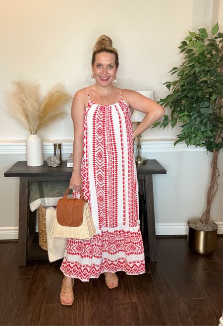 Love this maxi dress that’s only $35 and perfect for a beach vacation! I’m wearing a size small at 3 mos postpartum and it comes in numerous prints. My sandals fit true to size and that straw bag is designer inspired!! 

Vacation outfit, resort wear, spring outfit, dress, Amazon style 

#LTKtravel #LTKshoecrush #LTKitbag