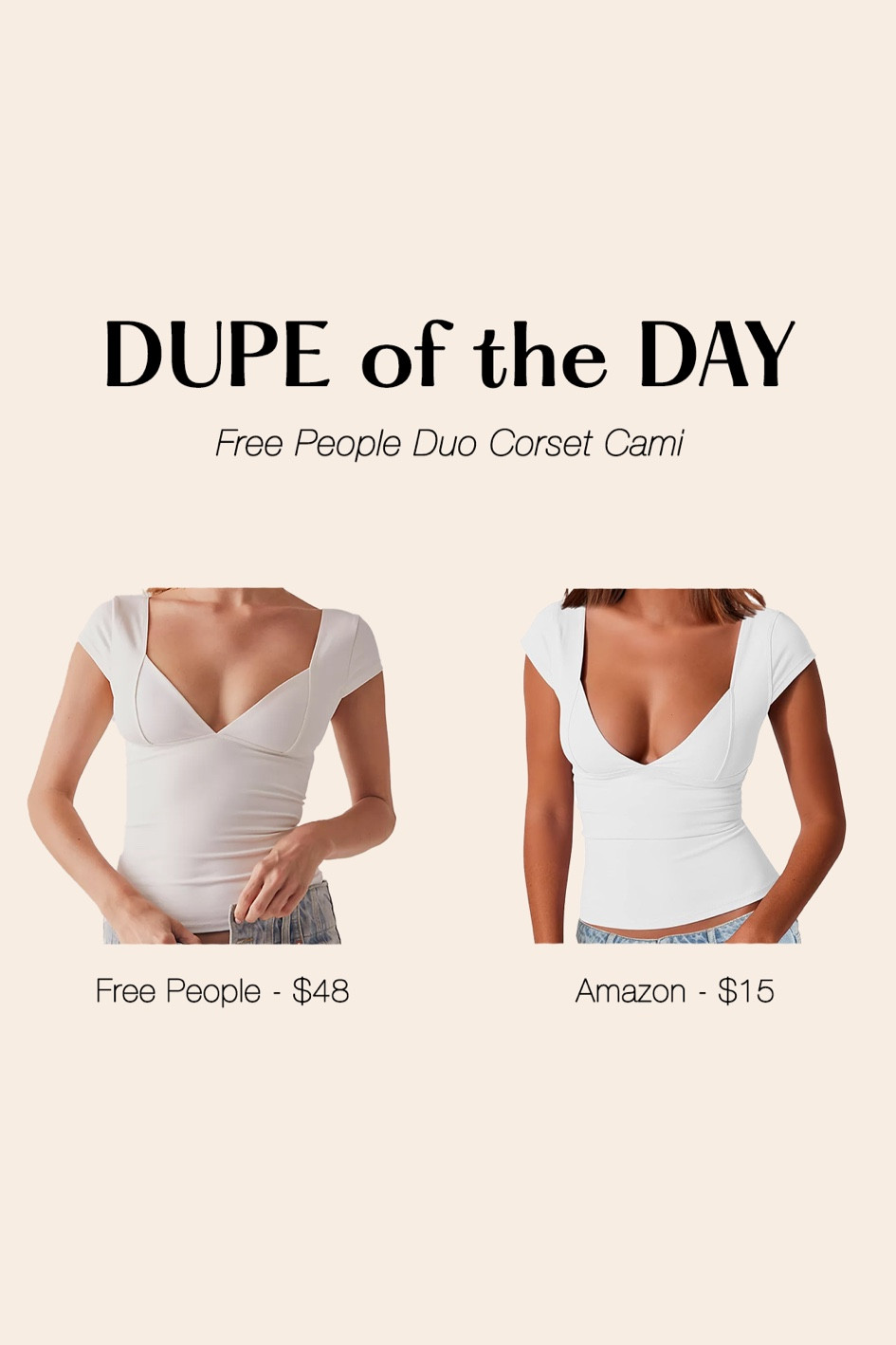 Another dupe of the day! Todays dupe is Free People Duo Corset Cami. I found it on Amazon for $15!

#LTKfindsunder50 #LTKsalealert #LTKSeasonal