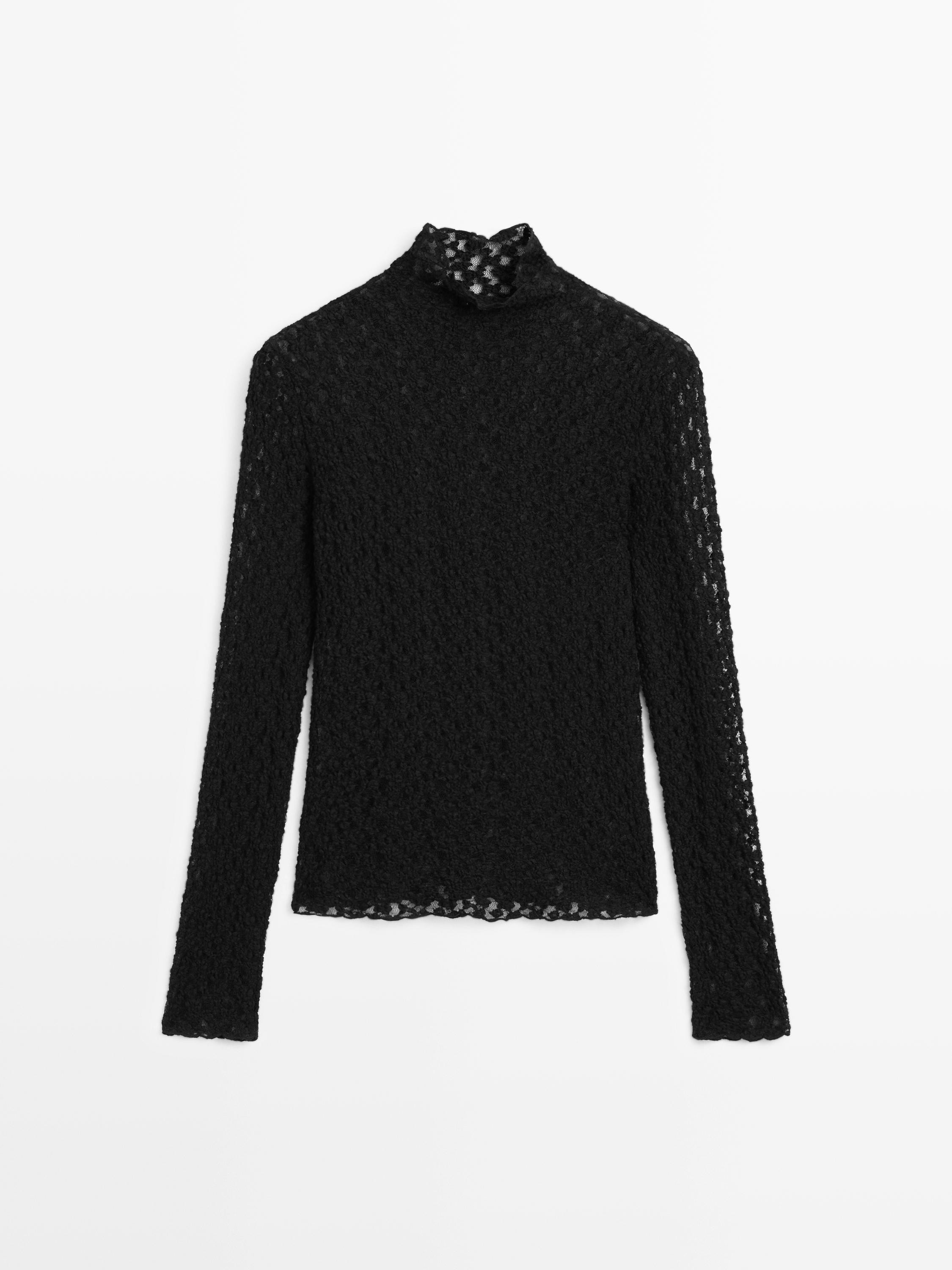Long sleeve lace top | Massimo Dutti UK