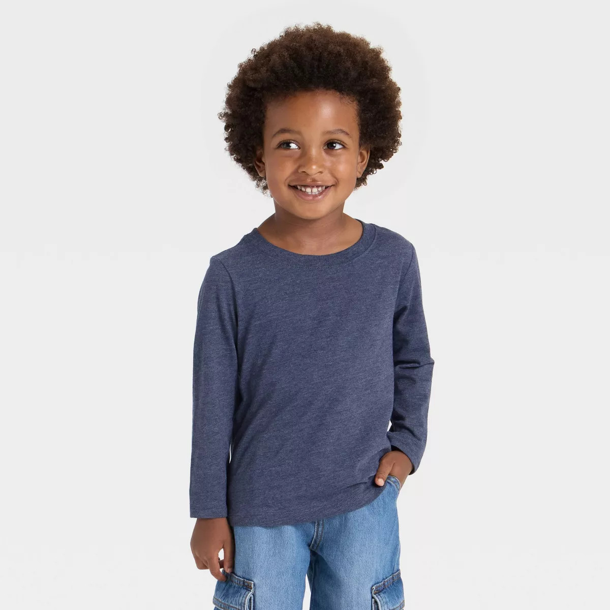 Toddler Boys' Long Sleeve Knit T-Shirt - Cat & Jack™ Navy Blue 4T | Target