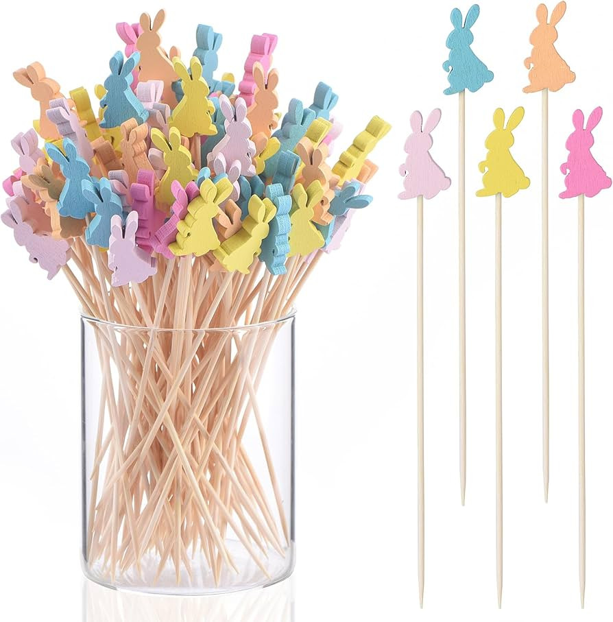 JtmyAota 100 Pack Easter Toothpicks for Appetizers, 4.7 Inch Natural Bamboo Cocktail Picks for Ca... | Amazon (US)