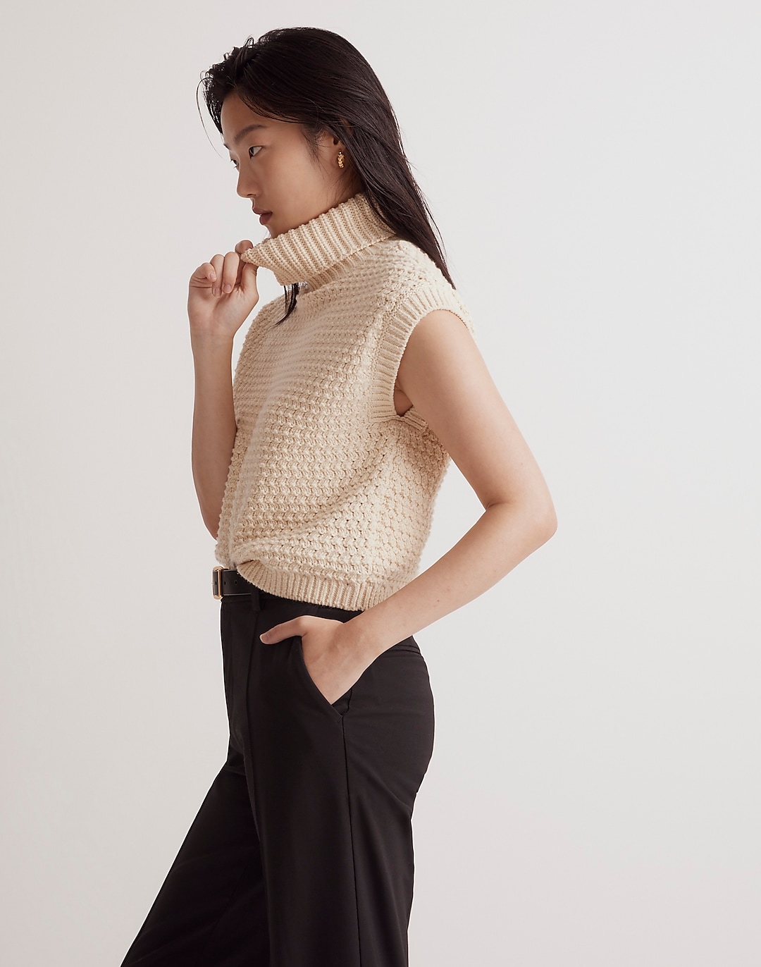 Textured Turtleneck Sweater Vest | Madewell