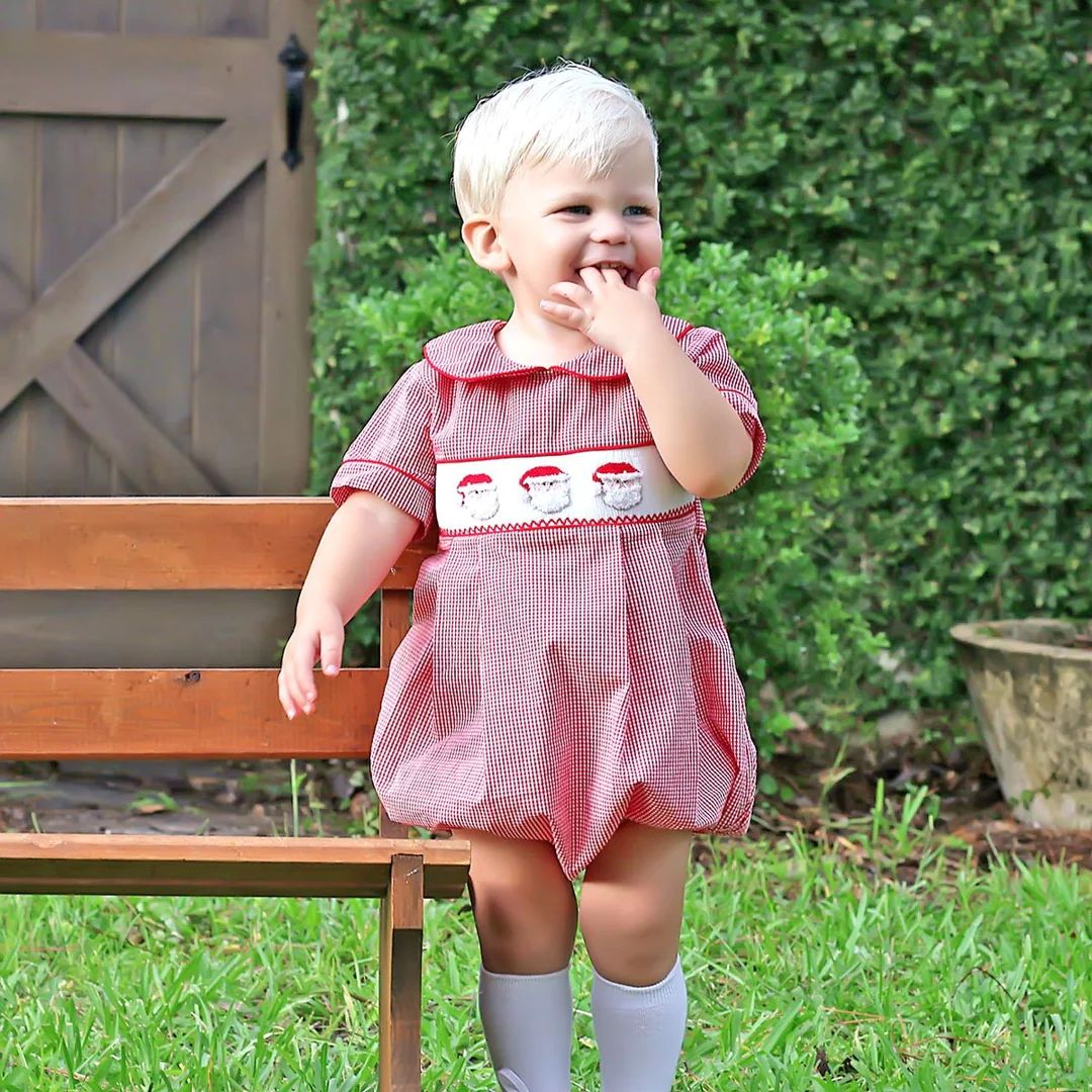Santa's Favorite Smocked Collared Bubble | Classic Whimsy