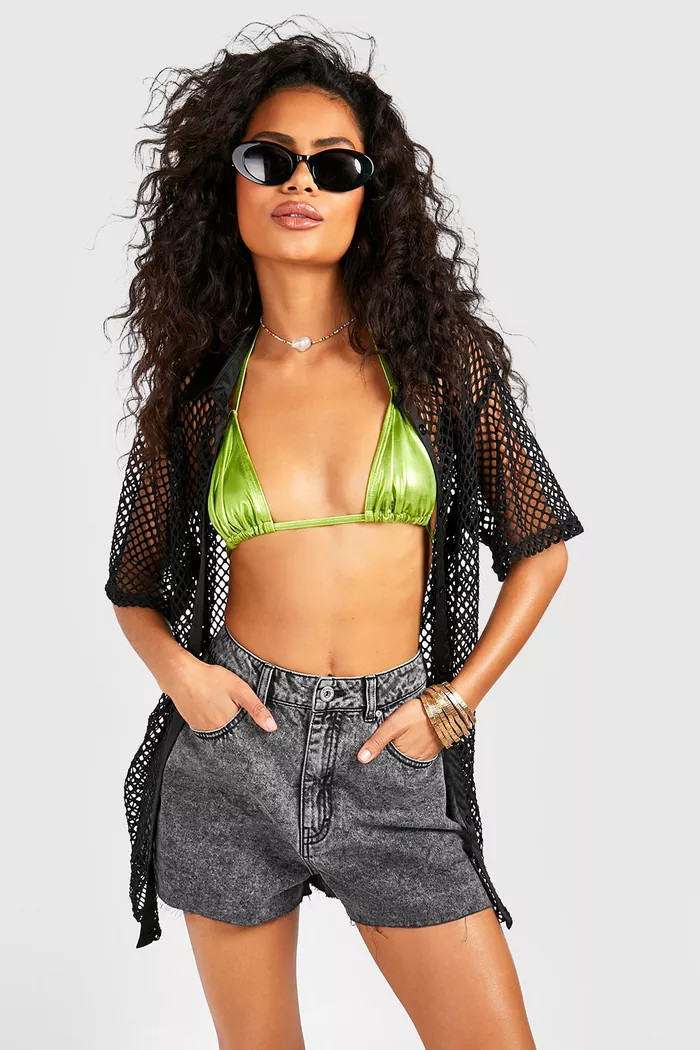 Washed Black Raw Hem Jean Shorts | Boohoo.com (US & CA)