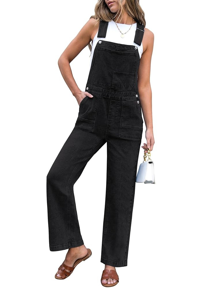 luvamia Jean Overalls for Women Straight Leg Baggy Stretchy Denim Bib Adjustable Strap Casual Ove... | Amazon (US)