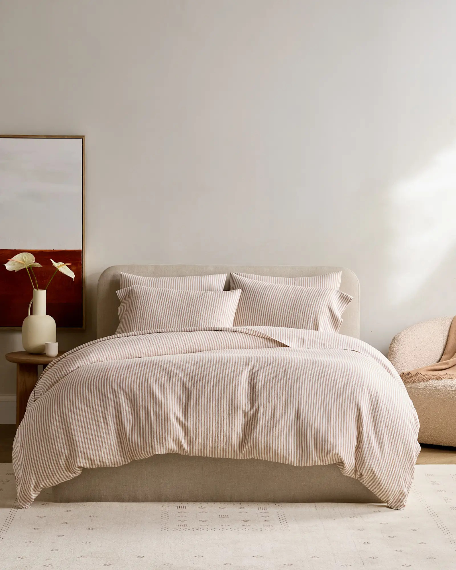 Linen Duvet Cover Set | Quince in Latte/White Stripe | Quince