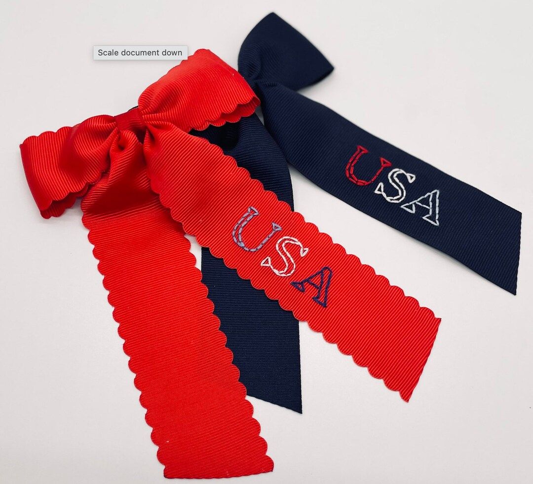 USA Hand- Embroidered Bow | Etsy (US)