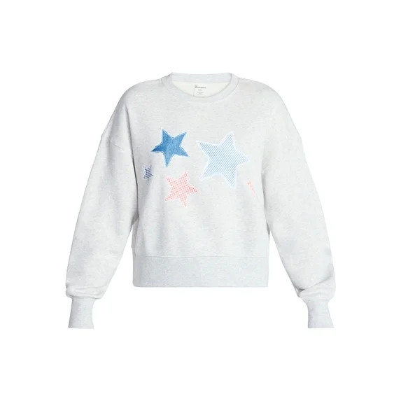 No Boundaries Boxy Americana Sweatshirt with Long Sleeves, Women's XXS-4X | Walmart (US)
