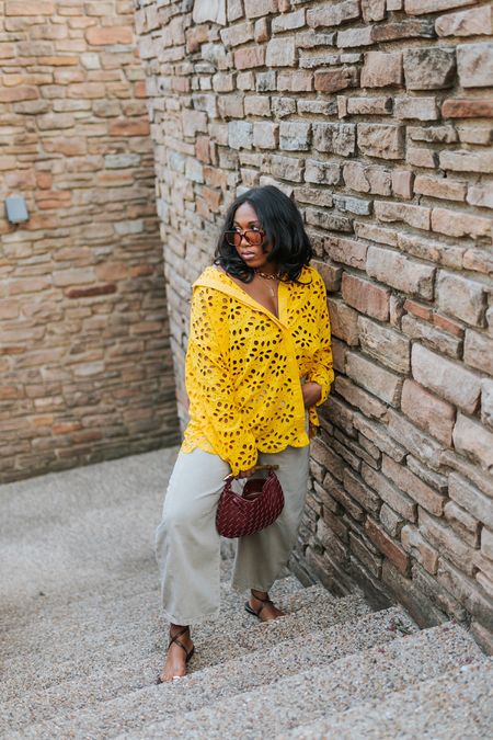 This yellow broderie shirt gets so much attention! And these barrel jeans are an affordable find and comparable to the citizens of humanity horseshoe denim! Toe ring sandals is from Zara.

#LTKshoecrush #LTKstyletip #LTKunder100