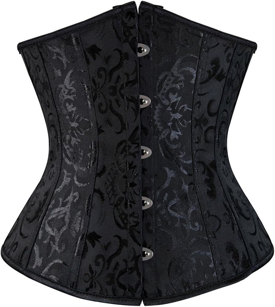 Zhitunemi Women's Lace Up Boned Jacquard Brocade Waist Training Underbust Corset | Amazon (US)
