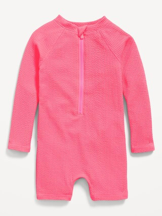 Textured Zip-Front Rashguard Romper Swimsuit for Toddler & Baby | Old Navy (US)