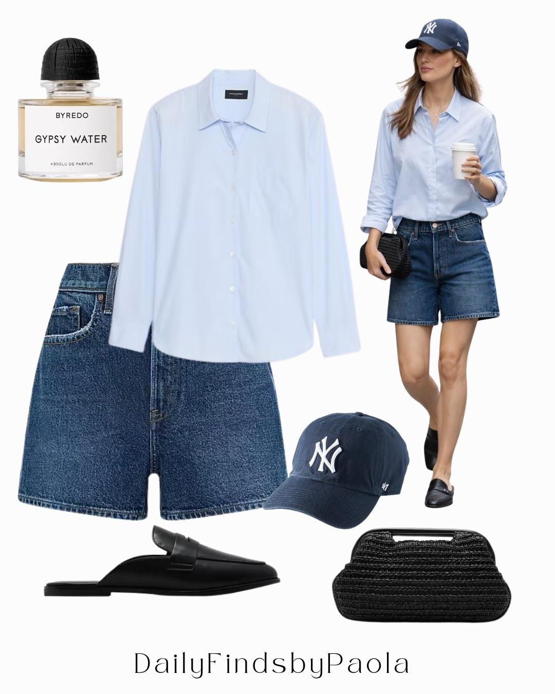 Clean, effortless coffee run look ☕️💙 Button-down + denim shorts + classic black slides — easy chic every time.

#LTKSpringSale #LTKSeasonal #LTKU