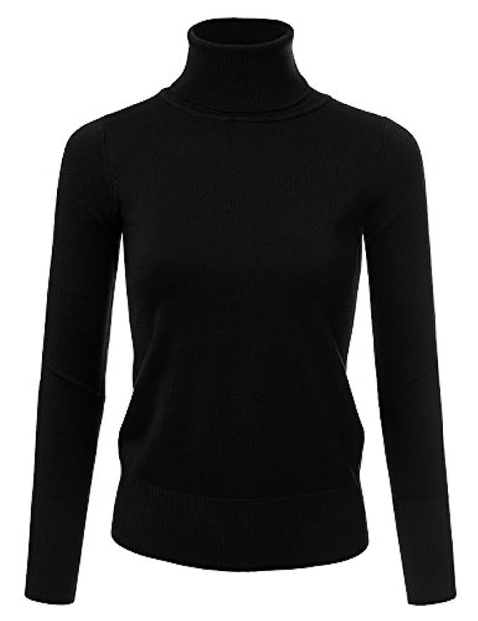 NINEXIS Women's Basic Long Sleeve Soft Turtle Neck Sweater Top Black | Amazon (US)