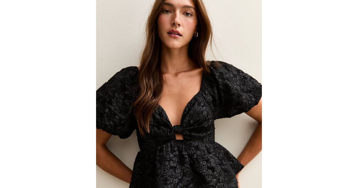 Black Puff Sleeve Bow Top | New Look | New Look (UK)