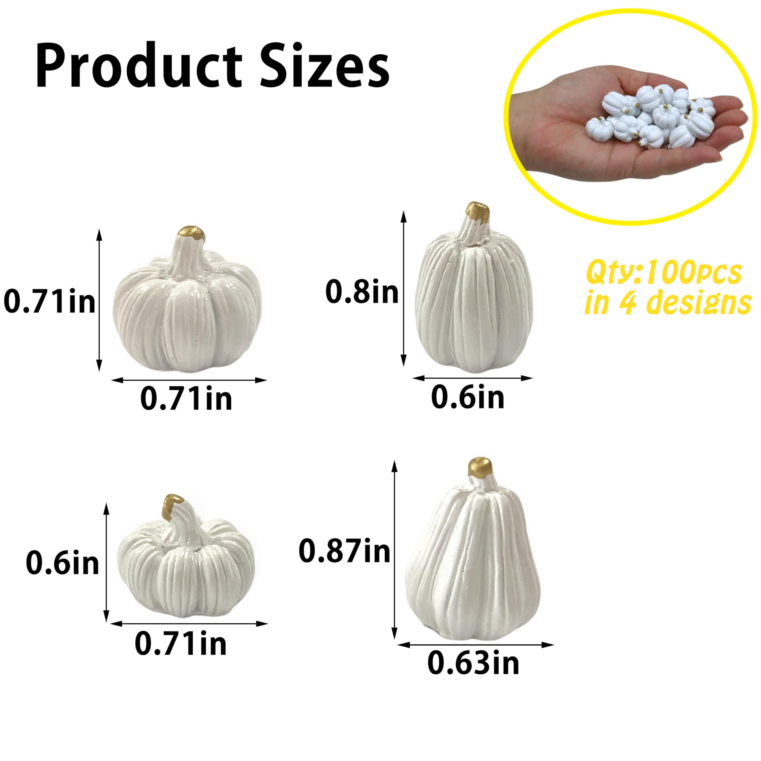 100Pcs Mini Pumpkins for Crafts, Small Pumpkin in Bulk, Resin Decorative Pumpkins, Artificial Tin... | Amazon (US)