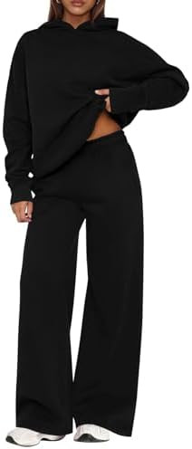 Women's 2 Piece Sets Outfits Casual Long Sleeve Sweatsuits Oversized Hoodies Wide Leg Sweatpants ... | Amazon (US)