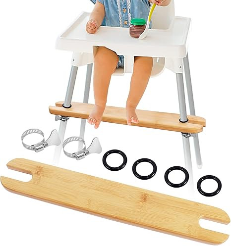Natural Bamboo High Chair Foot Rest Compatible with IKEA Antilop, Adjustable Height Footrest Non-... | Amazon (US)