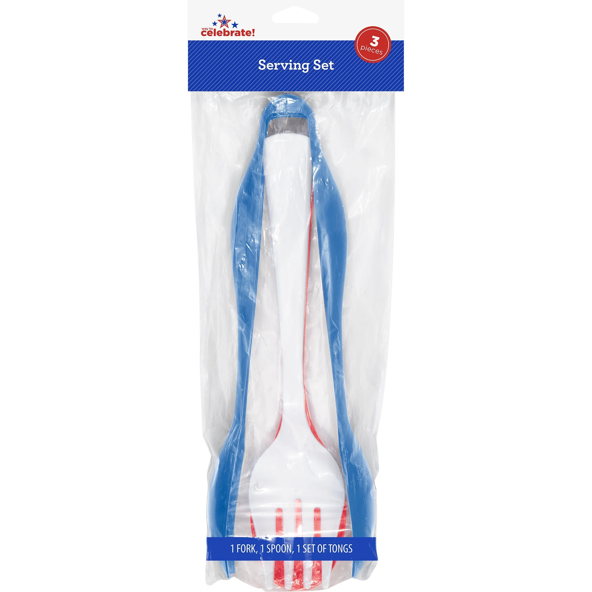 Utensil Serving Set, Red/White/Blue, 3 Pieces, Patriotic by Way To Celebrate | Walmart (US)