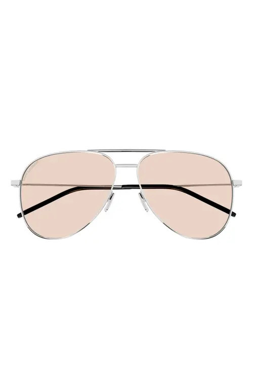 Saint Laurent 59mm Pilot Sunglasses in Silver at Nordstrom | Nordstrom