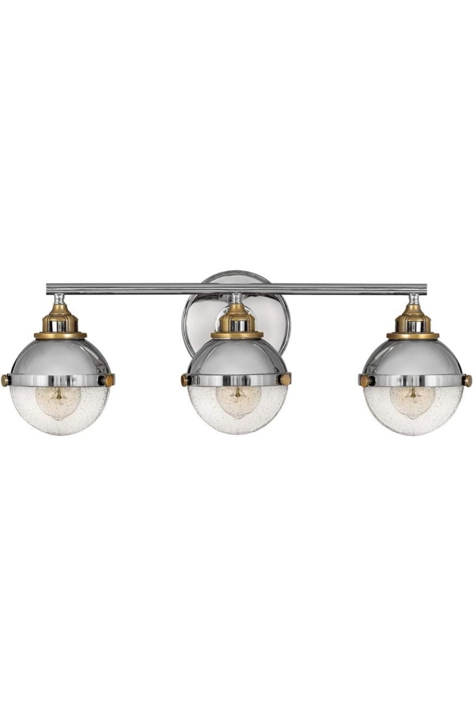 Hinkley Fletcher Collection Three Light Bathroom Vanity Fixture, Polished Nickel with Clear Seedy Glass

#LTKhome #LTKfamily #LTKstyletip