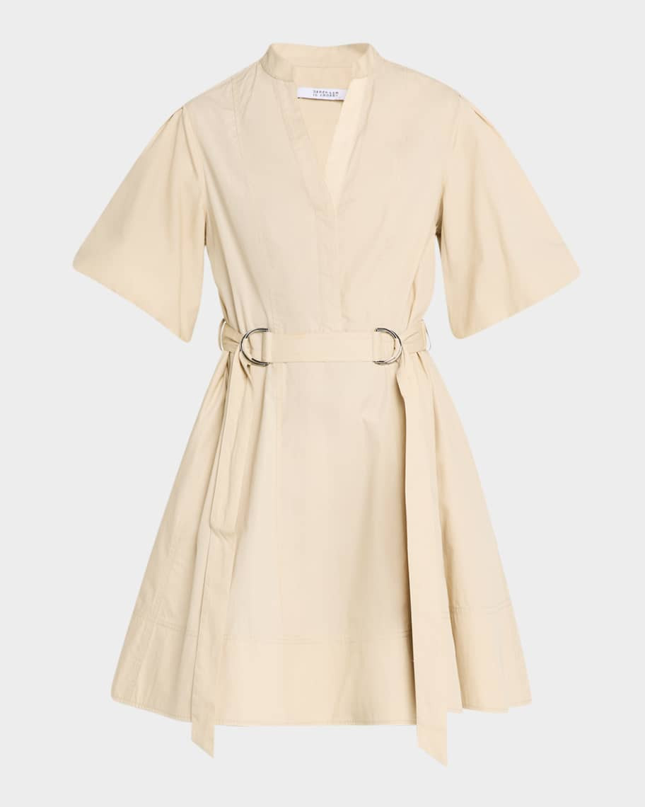 Derek Lam 10 Crosby Bennett Balloon-Sleeve Belted Dress | Neiman Marcus