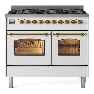 ILVE Nostalgie II Series 40 inch Dual Fuel Range with 6 Black Brass Burners (Limited Edition) (Glass Door) | Wayfair North America