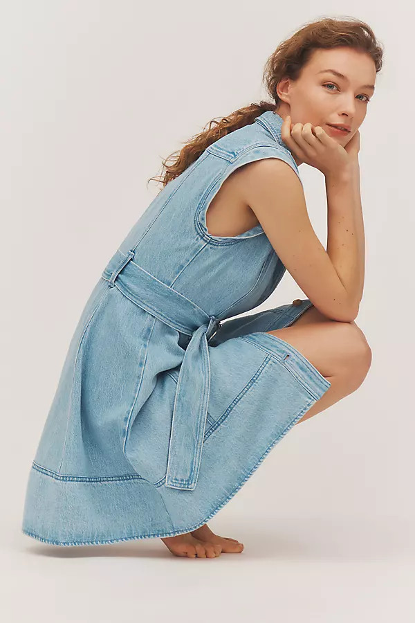 Sleeveless Belted Denim Mini Dress | Anthropologie (US)