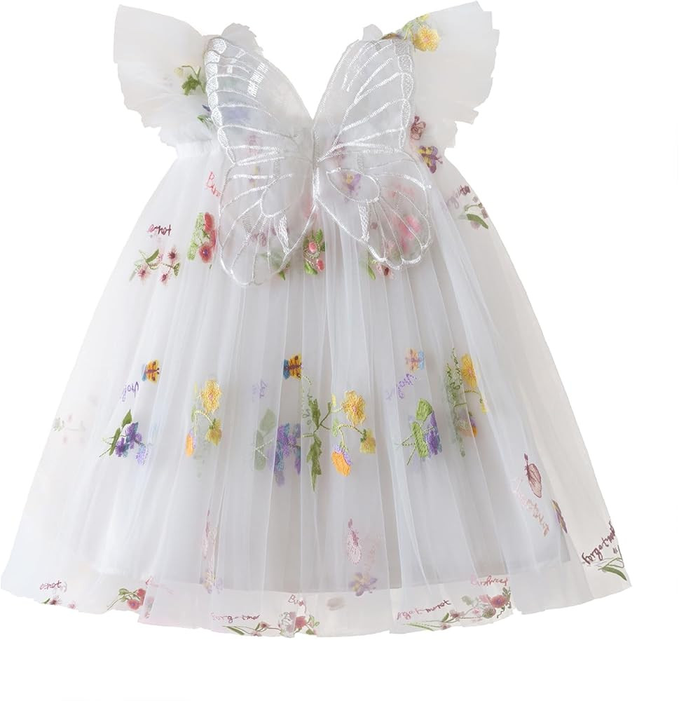 NNJXD Baby Girl Tulle Dress Casual Flower Embroidery Toddler Dresses | Amazon (US)