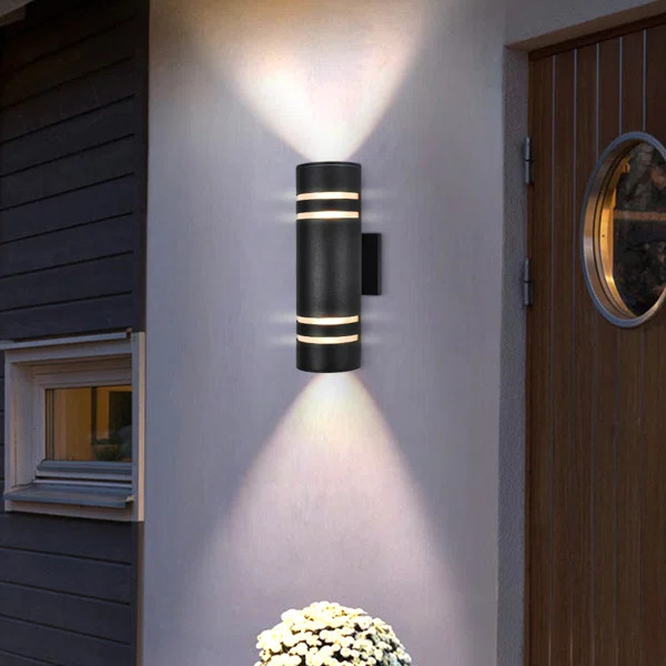 Bryanah Matte Black Aluminum 13.46" H Outdoor Armed Sconce | Wayfair North America